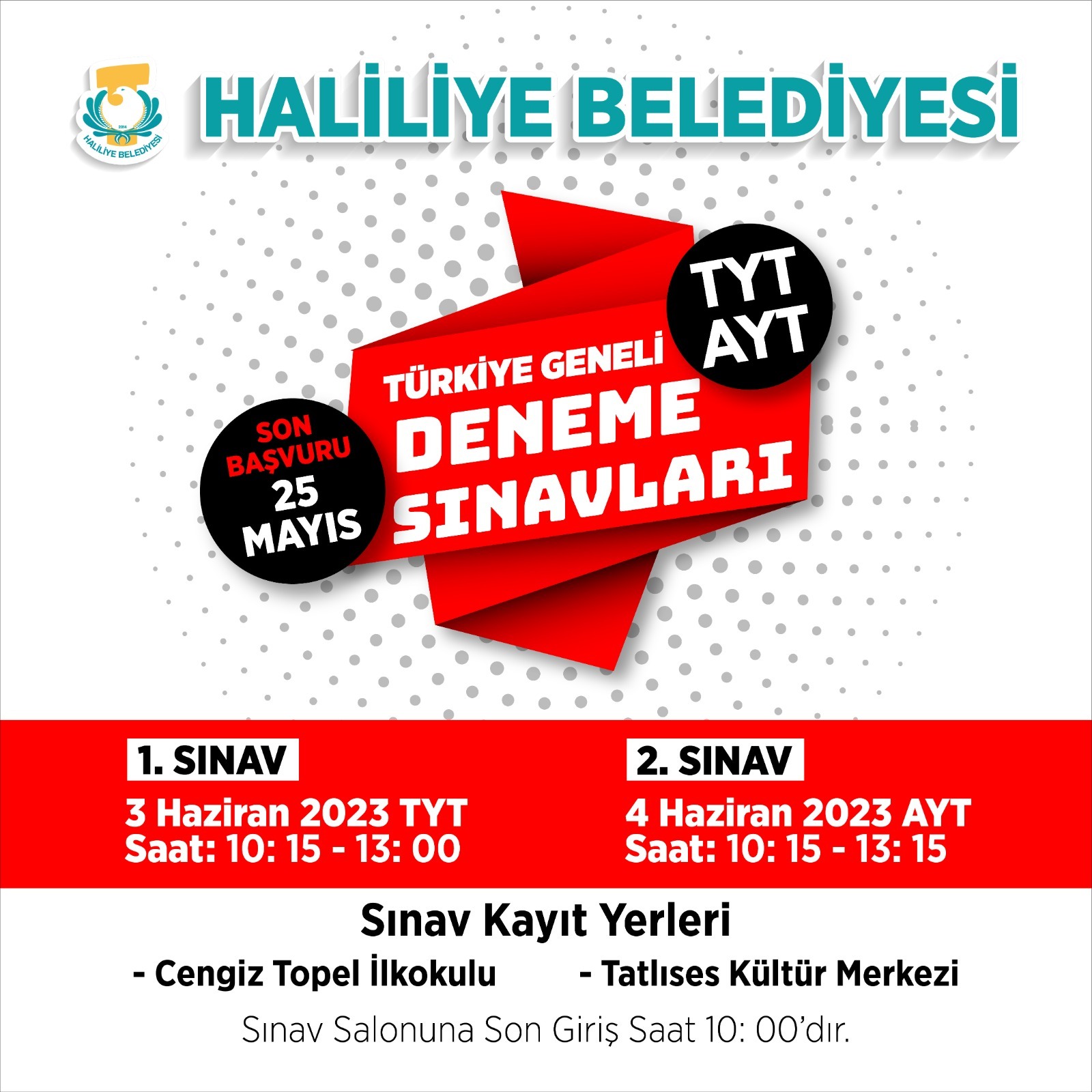 HALİLİYE BELEDİYESİ, TÜRKİYE GENELİ DENEME SINAVI DÜZENLİYOR